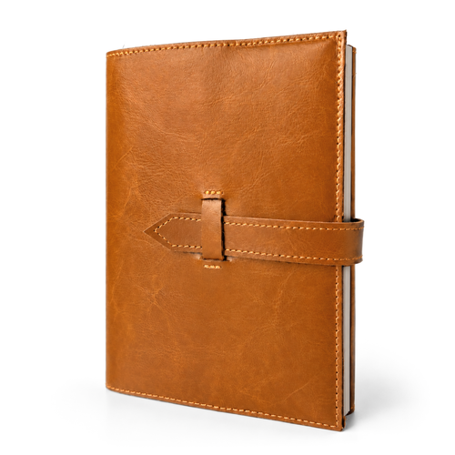 Personalizowany notes skórzany A5 z paskiem SA67 camelowy