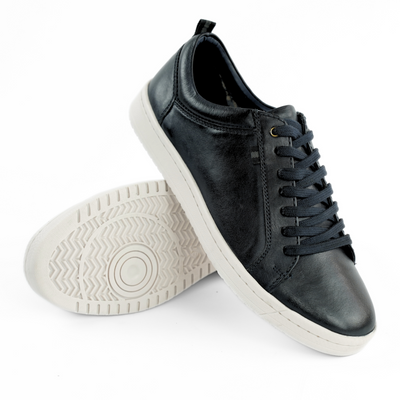 Skórzane trampki męskie eleganckie buty na co dzień - granatowe
