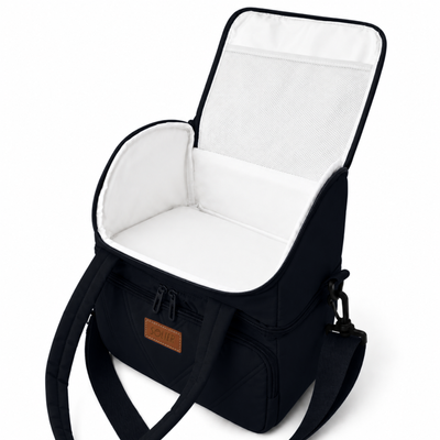 Torba termiczna duża lunch bag XXL z dwiema komorami LBS07 - Czarny