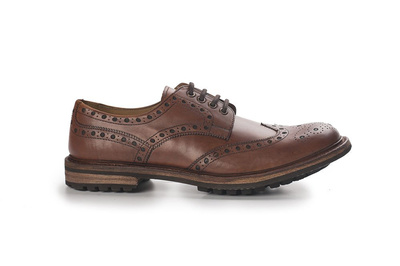 Skórzane męskie półbuty Brogue Goodyear Welted brązowe