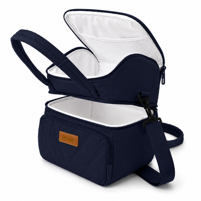 Torba termiczna duża lunch bag XXL z dwiema komorami LBS07 - Granatowy