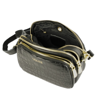 Skórzana torebka damska crossbody Solier FL59 AMORIA czarna