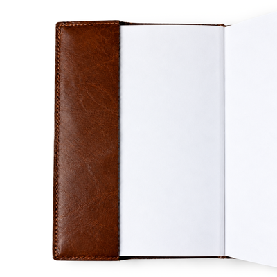 Personalizowany notes skórzany A5 z paskiem SA67 vintage brąz 