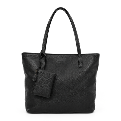 Torba damska skórzana shopper Solier FL34 Rillia czarna 