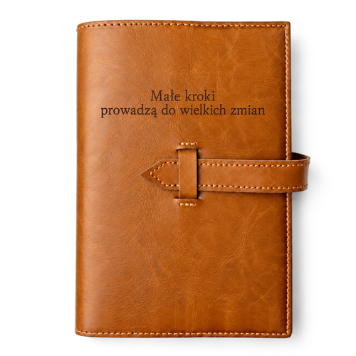 Personalizowany notes skórzany A5 z paskiem SA67 camelowy