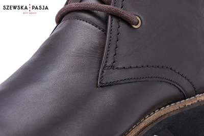 Klasyczne skórzane buty męskie Chukka ciemny brąz