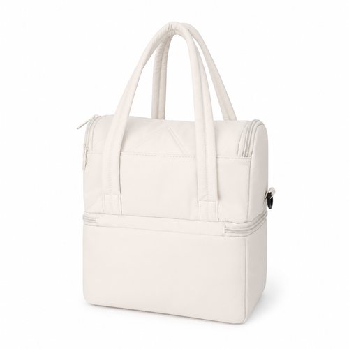 Torba termiczna duża lunch bag XXL z dwiema komorami LBS07 - Beżowy