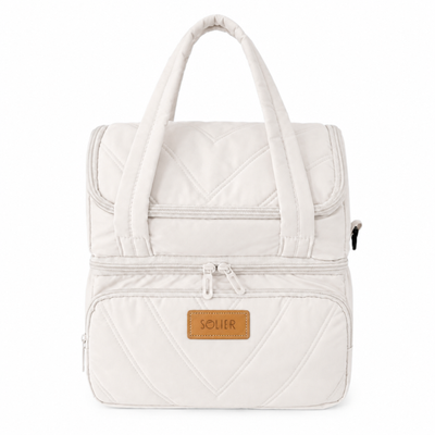 Torba termiczna duża lunch bag XXL z dwiema komorami LBS07 - Beżowy