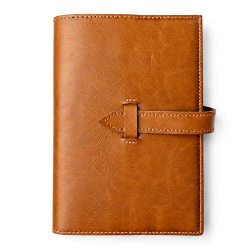 Personalizowany notes skórzany A5 z paskiem SA67 camelowy