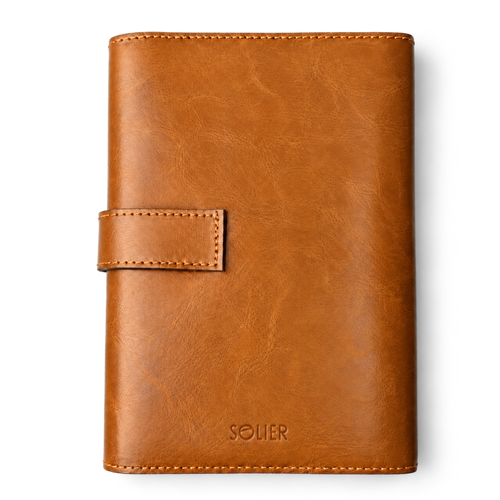 Personalizowany notes skórzany A5 z paskiem SA67 camelowy