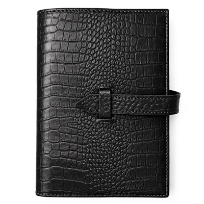 Personalizowany notes skórzany A5 z paskiem SA67 czarny wzór