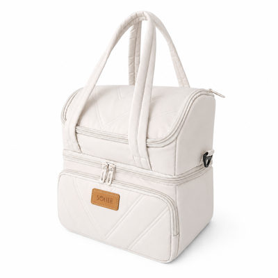 Torba termiczna duża lunch bag XXL z dwiema komorami LBS07 - Beżowy
