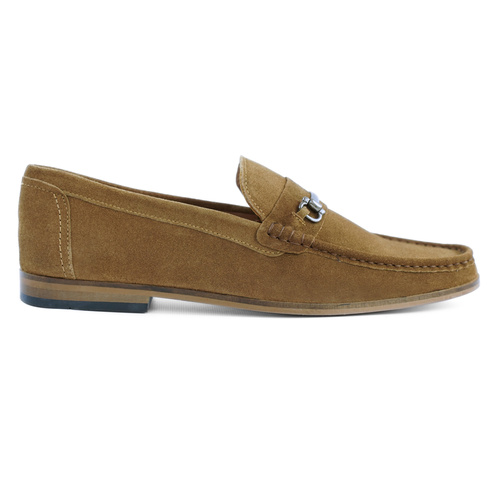 Brązowe loafersy męskie z naturalnego zamszu – eleganckie mokasyny skórzane
