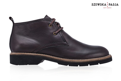 Klasyczne skórzane buty męskie Chukka ciemny brąz