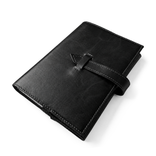 Personalizowany notes skórzany A5 z paskiem SA67 czarny