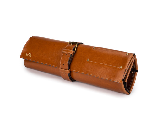 Personalizowane skórzane etui na noże Solier SA44 camel