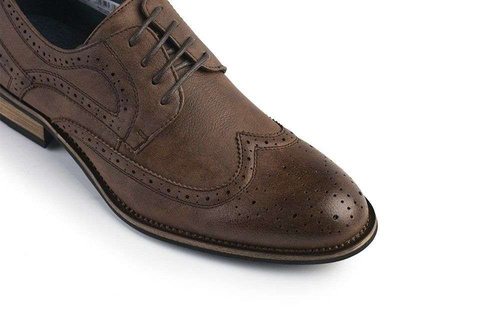 KLASYCZNE BUTY MĘSKIE BRĄZOWE PÓŁBUTY BROGSY
