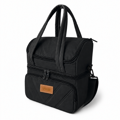 Torba termiczna duża lunch bag XXL z dwiema komorami LBS07 - Czarny