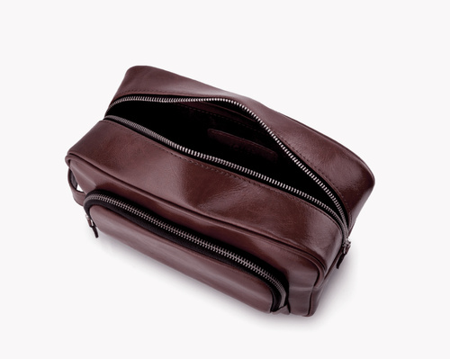 Elegancka skórzana kosmetyczka męska SK04 Solier bordowa