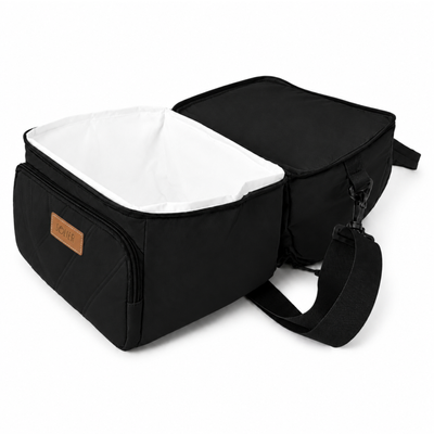 Torba termiczna duża lunch bag XXL z dwiema komorami LBS07 - Czarny