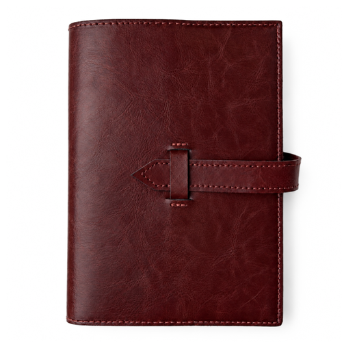 Personalizowany notes skórzany A5 z paskiem SA67 bordowy