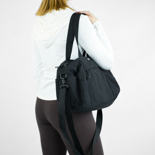 Sportowa torba materiałowa fitness Solier FB52 Lunea - czarna
