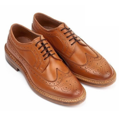 Skórzane męskie półbuty Brogue Goodyear Welted brązowe