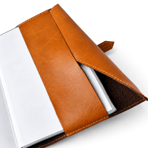 Personalizowany notes skórzany A5 z paskiem SA67 camelowy