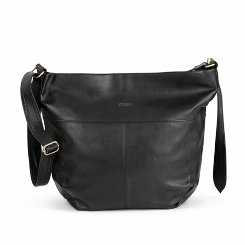 Skórzana torba shopper hobo Solier FL46 SELINE czarna